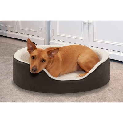 Espresso Orthopedic Foam Bolster Dog Bed with Removable Cover