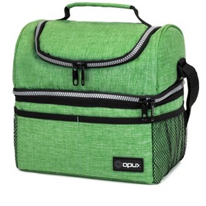OPUX Double Decker Lunch Box Men Women, Insulated Leakproof Cooler Bag Adult Work, Dual Compartment Pail Tote Boys Girls Kids - 1 of 4