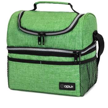 OPUX Double Decker Lunch Box Men Women, Insulated Leakproof Cooler Bag Adult Work, Dual Compartment Pail Tote Boys Girls Kids