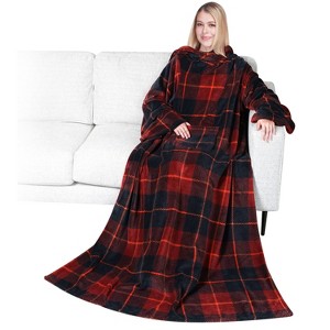 PAVILIA Fleece Wearable Blanket with Sleeves, Warm Cozy Soft Functional Lightweight Sleeved Throw Adults Men Women - 1 of 4