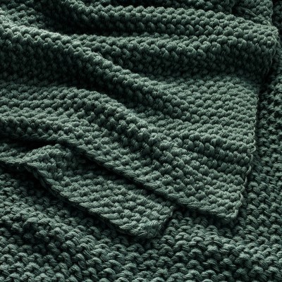 Casaluna King Size Knit Blanket In Dark Teal – 100% Acrylic Solid Bed Throw