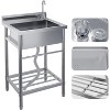 Stainless Steel Utility Sink - Freestanding Commercial Sink with Faucet for Garage/Laundry/Shop - 4 of 4