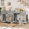 COZONY 71" Dog Crate Furniture for 2 Dogs, Wooden Double Crate with Divider Doors Large Indoor Dog Kennel TV Stand End Table for Large Medium Breeds - 2 of 4