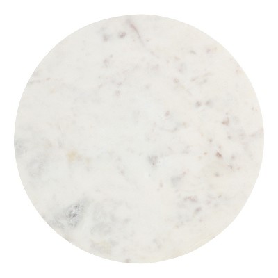 Tira Round White Marble and Gold Metal Side Table