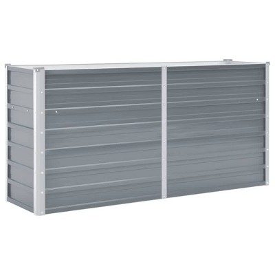 vidaXL Raised Garden Bed Galvanized Steel Outdoor Planter Gray