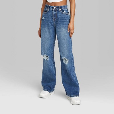Women's Highrise Wide Leg Baggy Jeans Wild Fable™ Blue 6 Target