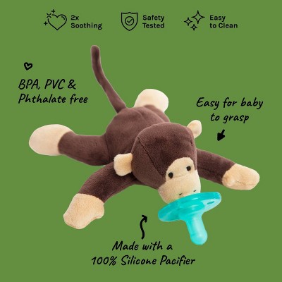 Chocolate Plush Monkey Infant Pacifier with Silicone Nipple