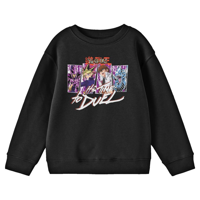 Yu-Gi-Oh It's Time To Duel Crew Neck Long Sleeve Black Youth Sweatshirt, 1 of 3