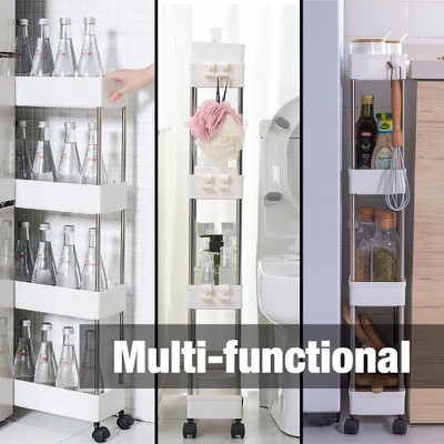 White Aluminum and Plastic 4-Tier Rolling Utility Cart