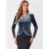 INSPIRE CHIC Women's Notched Lapel Long Sleeve Office Button Velvet Suit Blazer - 3 of 4