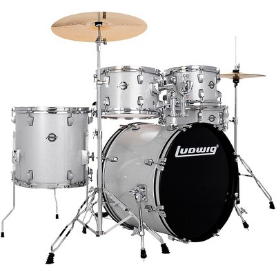 Ludwig Accent 5-Piece Drum Kit With 20" Bass Drum, Hardware and Cymbals Silver Sparkle