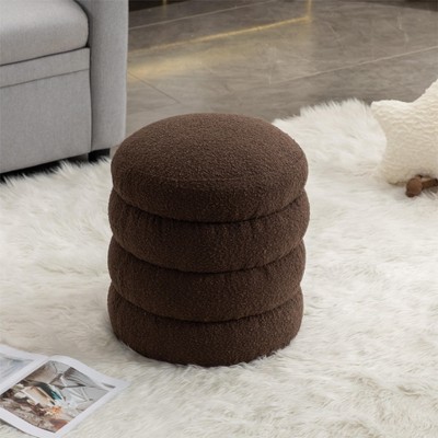 GDFStudio Marcus 17" Wood Channel Tufted Velvet/Boucle Ottoman