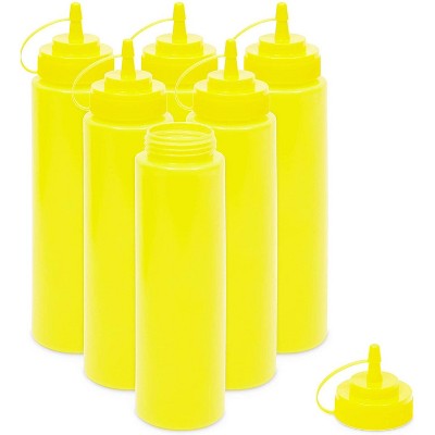 Stockroom Plus 6 Pack Plastic Condiment Squeeze Bottles for Restaurants, Yellow (24 oz)