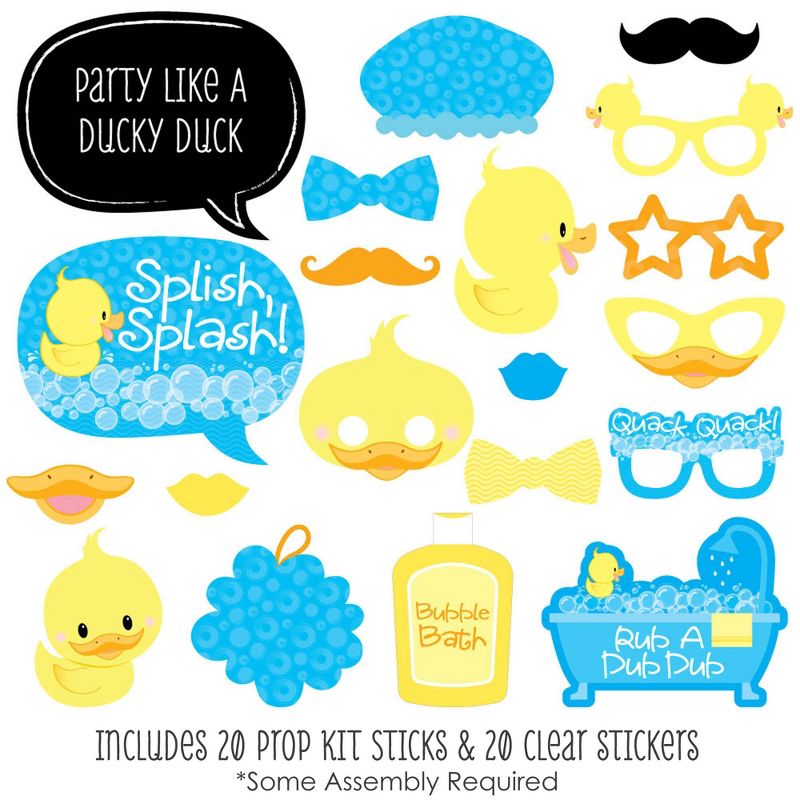 Big Dot of Happiness Ducky Duck - Baby Shower or Birthday Party Photo Booth Props Kit - 20 Count, 2 of 7