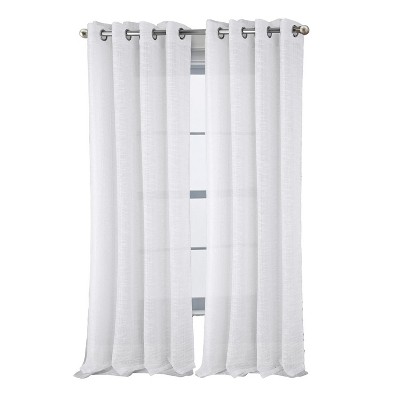 RT Designers Collection Dexter Linen Texture Grommet Sheer Curtain Panel Pair 36" x 84" White