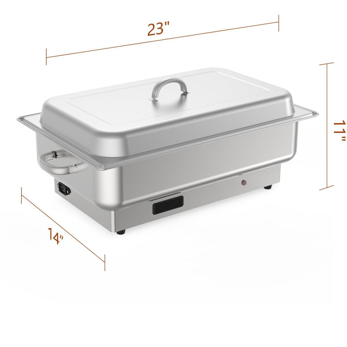 9QT Electric Chafing Dish Buffet Set, Stainless Steel Food Warmer with Digital Temp Display, Full & Half Size Pans for Party Wedding Catering - thumbnail 7
