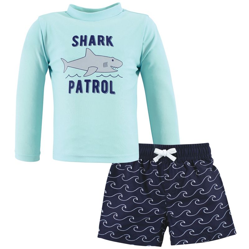 Hudson Baby Boys Swim Rashguard Set, Shark Patrol, 1 of 5