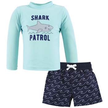 Hudson Baby Boys Swim Rashguard Set, Shark Patrol