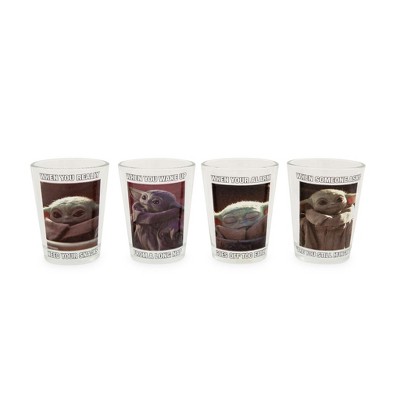 Silver Buffalo Star Wars: The Mandalorian Grogu Memes 1.5-Ounce Mini Shot Glasses | Set of 4