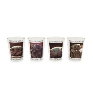 Silver Buffalo Star Wars: The Mandalorian Grogu Memes 1.5-Ounce Mini Shot Glasses | Set of 4 - 1 of 4