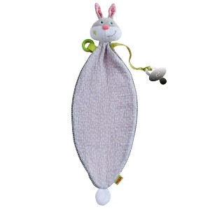 HABA Bunny Hops Baby Blanket and Crinkle Toys for New Baby Gifts and First Easter Gift Ideas, Pacifier Holder Rabbit Toys - 1 of 4