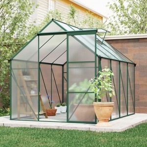 GDFStudio Rowell Polycarbonate Walk-in Greenhouse with Heavy-Duty Aluminum Frame and Raised Galvanized Base - 1 of 4