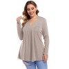 Women's V - Neck Pleated Long - Sleeve Tunic Top, Flowy & Comfortable for Casual Wear - 2 of 4