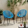 Modern Patio Polyethylene Rattan Trumpet Chair Set of 2,Outdoor Patio Club Chair with Iron Frame,Curved Back Armless Accent Chair-Coolbibila - 3 of 4
