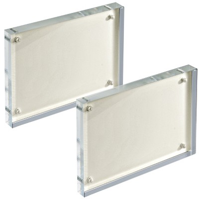 Black Acrylic Magnetic Block Frame with Polished Metal Backing, 5" x 7"