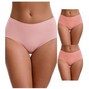 INSPIRE CHIC Size for Women's Mid-Waisted Loose Elastic Waistband Full Coverage Briefs 3 Packs - 1 of 4