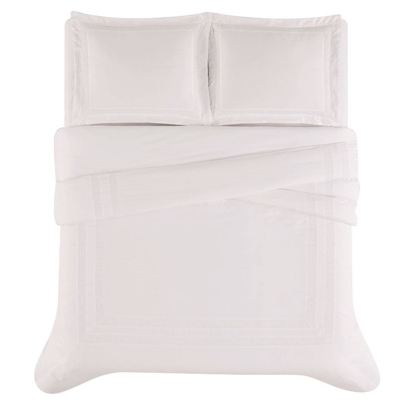 3pc Queen Bristol Embroidered Duvet Cover Set White - Charisma, 3 of 7