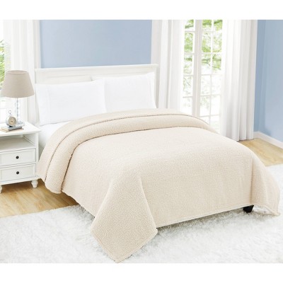 Full Off-White Fleece Sherpa Winter Blanket