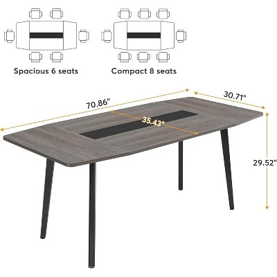 Gray Engineered Wood Boat Shaped Conference Table