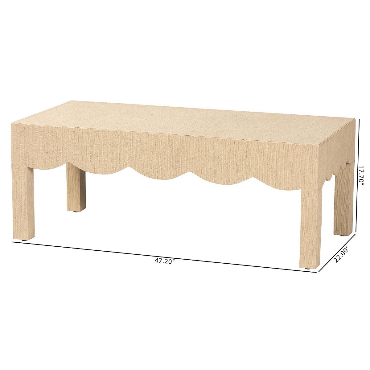 bali & pari Mason Natural Grasscloth Coffee Table Beige - thumbnail 8