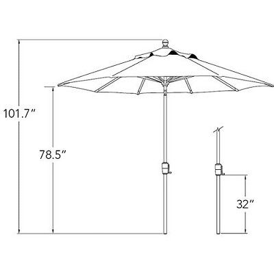 Catalina 108" Black Octagon Push Button Tilt Umbrella