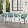 Set of 4 Outdoor Patio Barstools,Faux Wicker Bar Stools with Iron Frame,Modern Woven Bar Chairs for Garden or Balcony-Cuddlewood - 3 of 4
