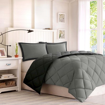 Twin Black/Grey Reversible Down Alternative Comforter Set