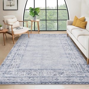 Washable Vintage Runner Rug for Kitchen Non-Slip Soft Carpet, Low Pile Traditional Accent Rug - 1 of 4