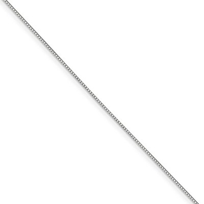 Black Bow Jewelry 0.7mm, 14k White Gold, Box Chain Necklace