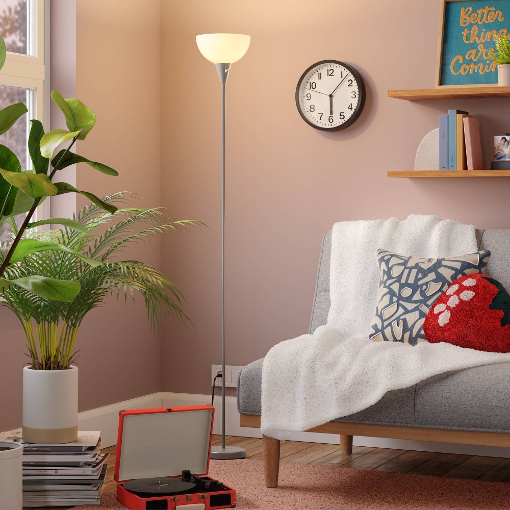 Photos - Floodlight / Street Light Torchiere Floor Lamp Silver - Room Essentials™: Minimalist Ambient Uplight, ETL Listed