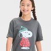 Girls' Holiday Snoopy Oversized Graphic T-Shirt - art class™ Gray - 2 of 4