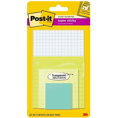 Post-it Super Sticky Notes Assorted Collection 45 Sheet/Pad 4 Pads/Pack (4622-SSGRID-TR)