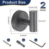 Unique Bargains Stainless Steel Rust Resistant Wall Mount Bath Towel Hook 2 Pcs - 2 of 4
