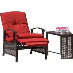 Jeremy Cass Metal Frame Outdoor Deck Lounger with Removable Cushion Red