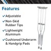 BodyMed Aluminum Crutches, Adult, Medium, 5' 2"–5' 10" – Pair of Lightweight, Height Adjustable Crutches – Includes Padded Underarm Cushions, Hand - 3 of 4