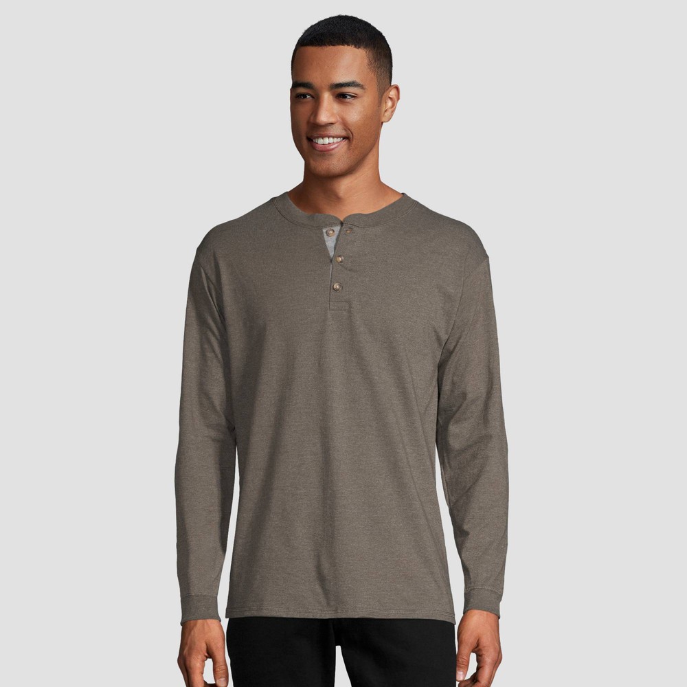 Hanes 1901 Men's Long Sleeve T-Shirt - Slate S