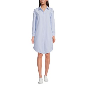 Lands' End Women's Linen Long Sleeve Button Front Shirt Dress - 1 of 4