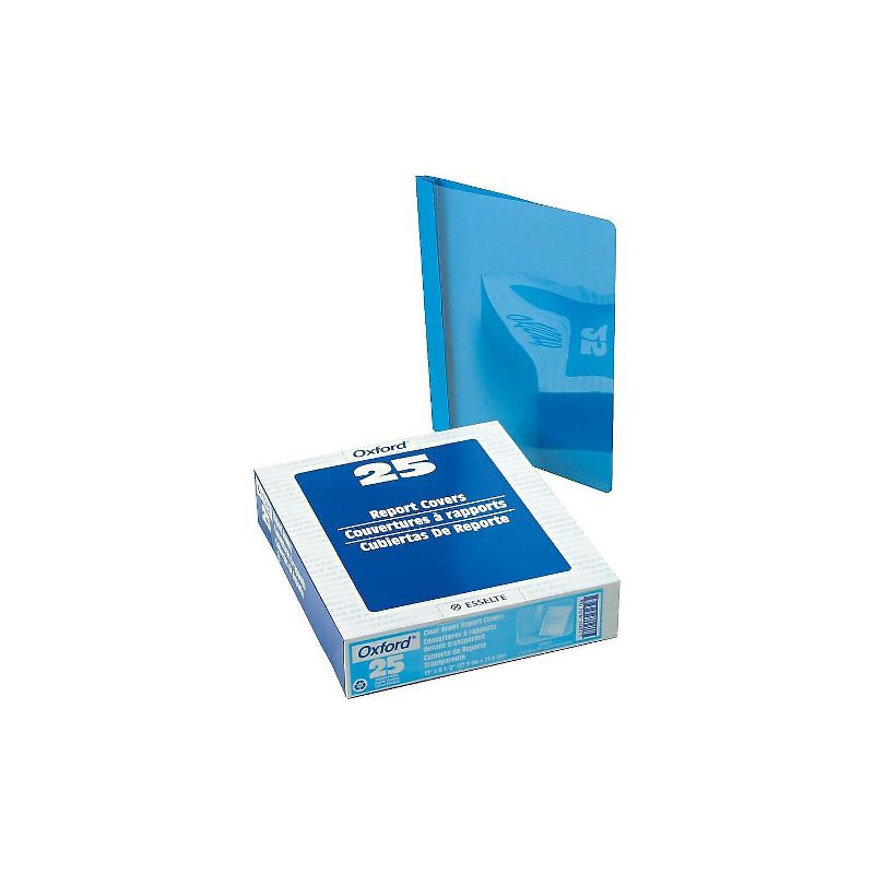 Oxford Clear Front Report Cover 3 Fasteners Letter 1/2" Capacity Blue 25/Box 55801, 3 of 7