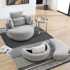 MAYEERTY 39" Swivel Loveseat with Moon Ottoman & 4 Teddy Pillows for Living Room/Bedroom - 1 of 4