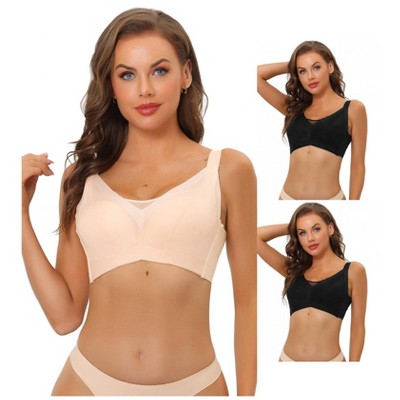 INSPIRE CHIC Women's Available Adjustable Strap Minimizer Full Coverage Mesh Underwire Bra 3 Packs